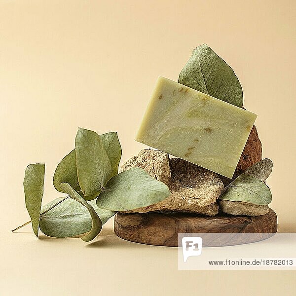 Vorderansicht Seife aus grüner Pflanze. Auflösung und hohe Qualität schönes Foto