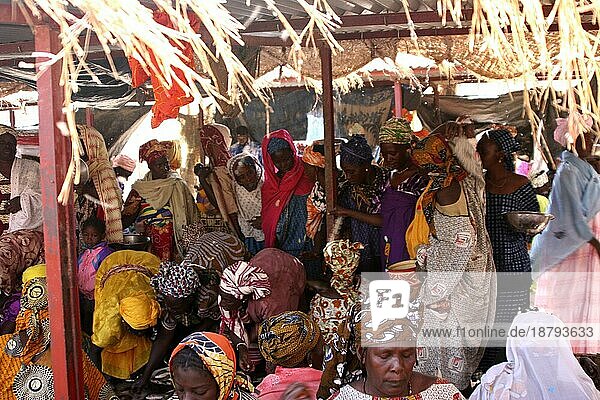 Dichtes Gedränge auf dem Frauenmarkt in Djenne  Mali  Afrika