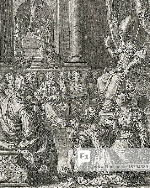 Der heilige Otto von Bamberg feiert die Heiden von Pommern  1615  Historisch  digital restaurierte Reproduktion von einer Vorlage aus dem 19. Jahrhundert