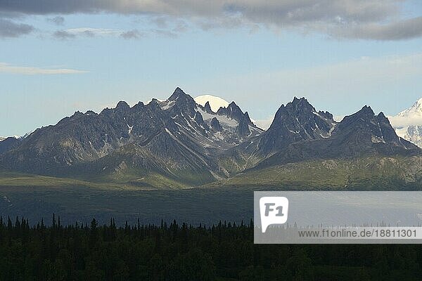 Blick vom Süden auf die Alaska Range  Alaska  USA  Nordamerika