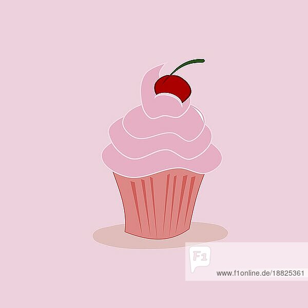 Süße Cartoon Cupcake auf einem rosa Hintergrund  Vektor Illustration