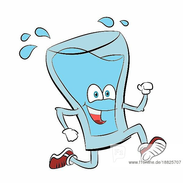 Cartoon Illustration eines laufenden Glas Wasser  Vektor Illustration