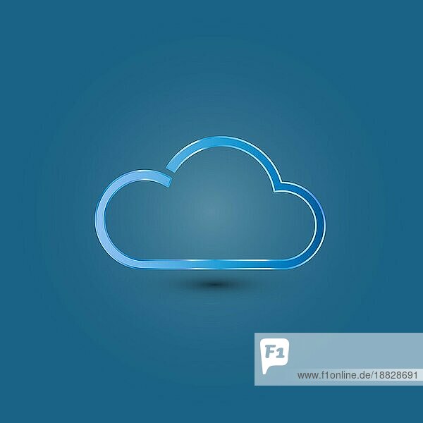 Blaue Wolke Symbol auf einem blaün Hintergrund  Vektor Illustration