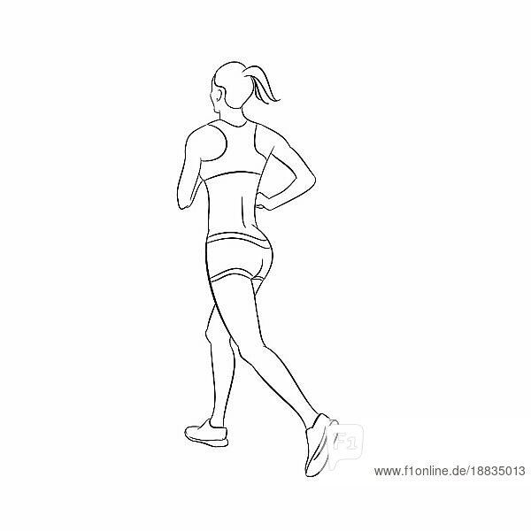 Illustration einer attraktiven laufenden Frau Silhouette  Sport Konzept Illustration