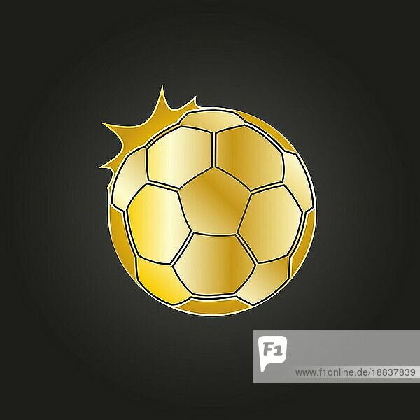 Goldene Fußballsymbol auf einem dunklen Hintergrund  Vektor Illustration