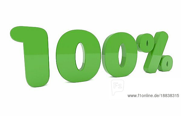 Hundert Prozent grün auf weißem Hintergrund  think green ord 100 % grüne Energie Konzept  3d Rendering