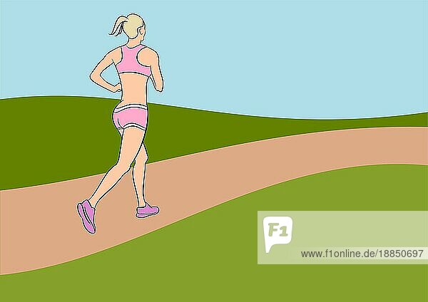 Illustration einer attraktiven laufenden Frau  Sport Konzept Illustration