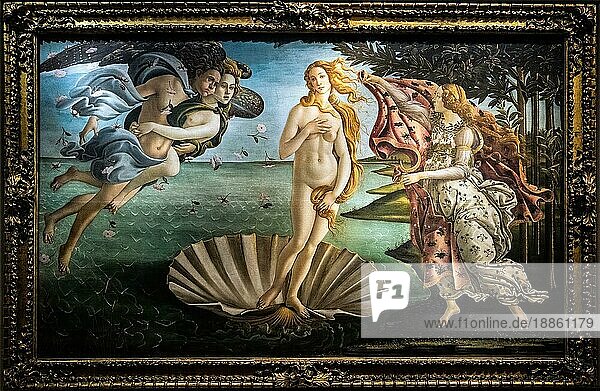 FLORENZ  TOSKANA/ITALIEN - 19. OKTOBER : Das Gemälde Die Geburt der Venus in den Uffizien in Florenz am 19. Oktober 2019