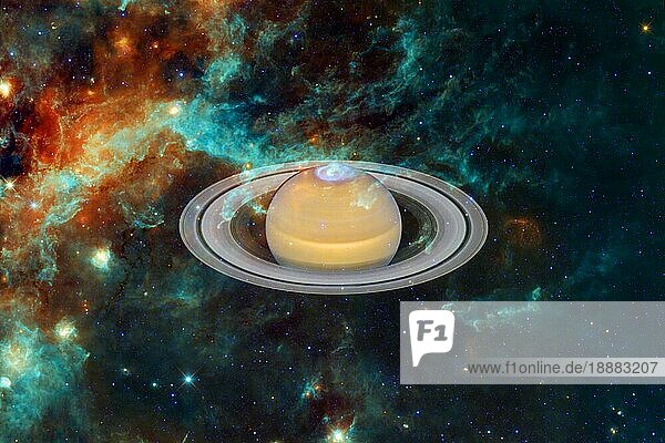 Planet Saturn. Sonnensystem. Kosmos-Kunst. Elemente dieses Bildes wurden von der NASA zur Verfügung gestellt