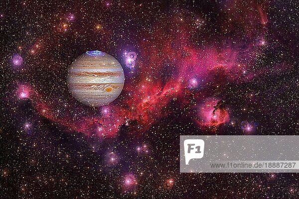 Jupiter. Sonnensystem. Kosmos-Kunst. Elemente dieses Bildes wurden von der NASA zur Verfügung gestellt