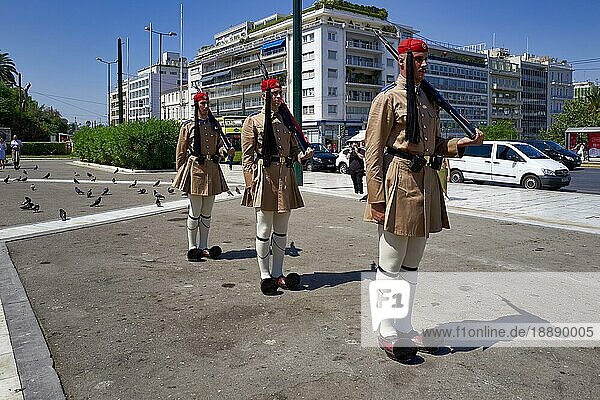 Athen Griechenland. Wachablösung auf dem Syntagma-Platz vor dem Griechischen Parlament