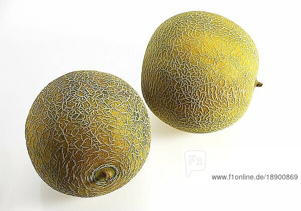 Italienische Melone (cucumis melo)  Früchte gegen weißen Hintergrund