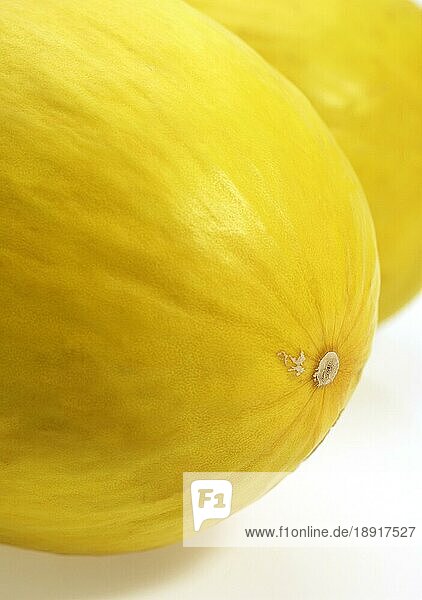 Gelbe spanische Melone (cucumis melo)  Frucht gegen weißen Hintergrund
