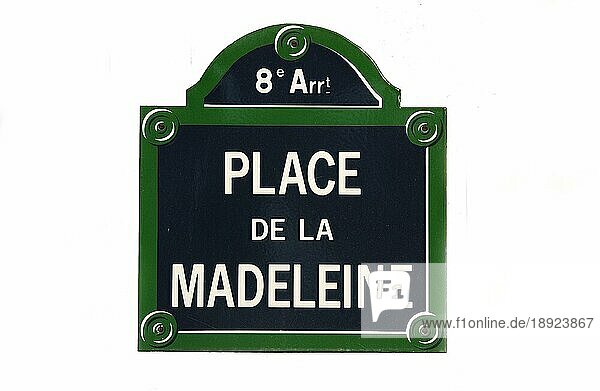Straßenschild  Madeleine-Platz in Paris