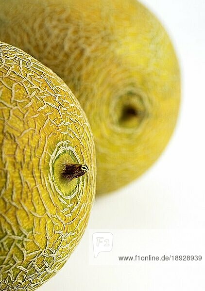 Italienische Melone (cucumis melo)  Früchte gegen weißen Hintergrund