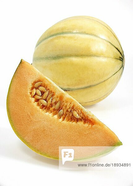 Cavaillon Melone (cucumis melo)  Früchte gegen weißen Hintergrund