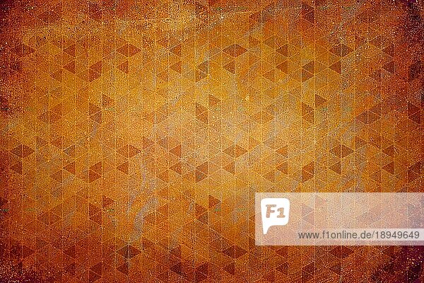 Abstrakte Sechziger Jahre Dekoration Hintergrund Textur mit einem Dreiecke Muster. Farben Rost  orange und gelb