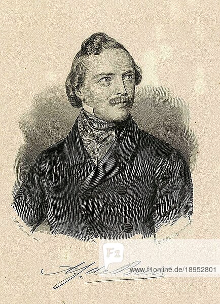 Portrait of Abraham Johannes de Bull  1823 bis 1888  Dichter von gereimten Geschichten  Historisch  digital restaurierte Reproduktion von einer Vorlage aus dem 19. Jahrhundert