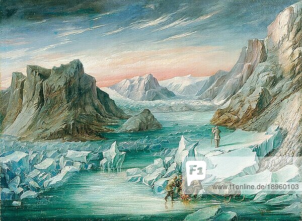 Deutsche Nordpolexpedition nach Ostgrönland 1869  Gemälde von Josef Lang  Historisch  digital restaurierte Reproduktion von einer Vorlage aus der damaligen Zeit