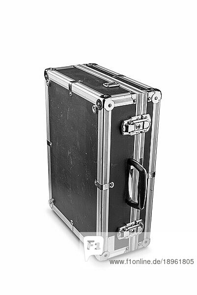 Ein alter gebrauchter Aluminium Fotokoffer  der schon mehrmals um die Welt in vielen verschiedenen Ländern gereist ist