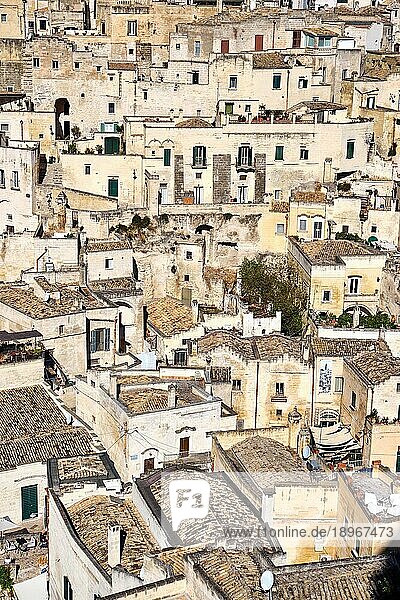 Detail der alten Häuser von Matera in der Region Basilikata in Süditalien