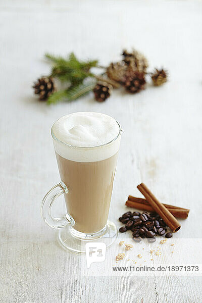 Latte Macchiato with spices  ginger and cinnamon