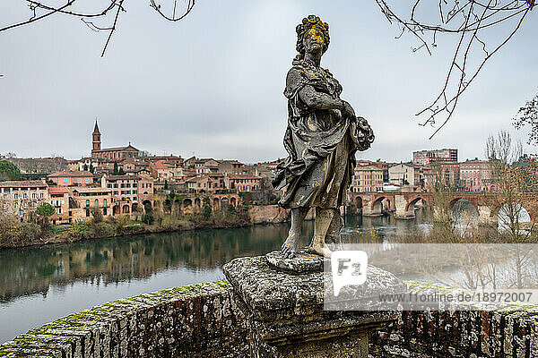 Bacchus state at the Palais de La Berbie bishop's palace gardens  overlooking the River Tarn and the city of Albi.
