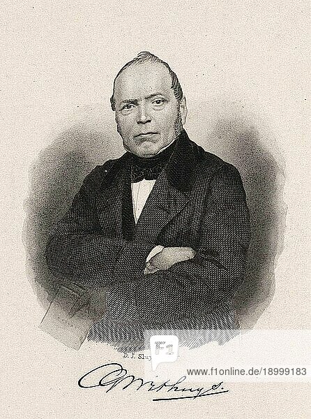 Carel Godfried Withuys (2. Mai 1794) (14. Februar 1865) war ein niederländischer Schriftsteller und Dichter  Historisch  digital restaurierte Reproduktion von einer Vorlage aus dem 19. Jahrhundert