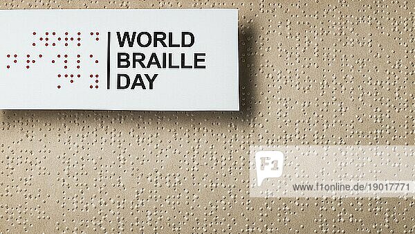 Welt Braille Tag Anordnung flach legen. Schönes Foto