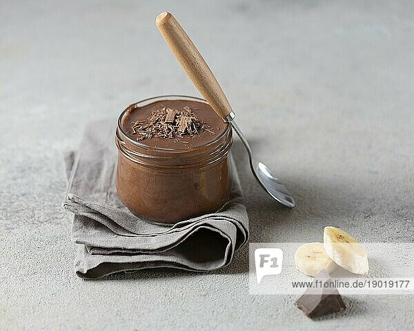 Hohe Winkel Banane Schokolade Pudding. Auflösung und hohe Qualität schönes Foto