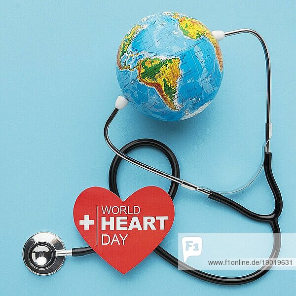 Draufsicht Welt Herz Tag Konzept mit Globus. Auflösung und hohe Qualität schönes Foto