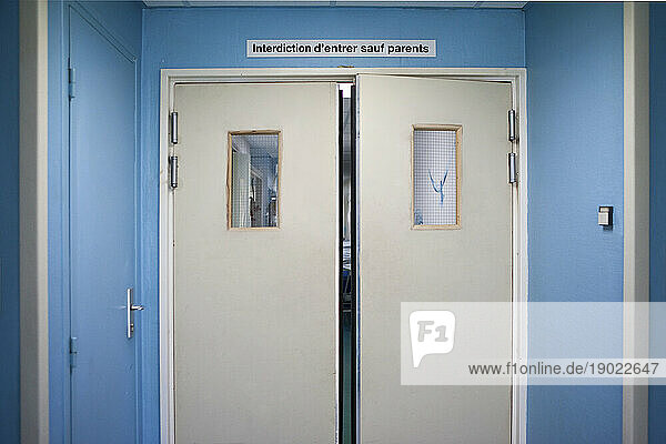 Neonatal ward of a hospital  front door.