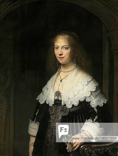 Bildnis einer Frau  möglicherweise Maria Trip  Gemälde von Rembrandt van Rijn (1606) (1669)  Historisch  digital verbesserte Reproduktion einer Vorlage aus der damaligen Zeit