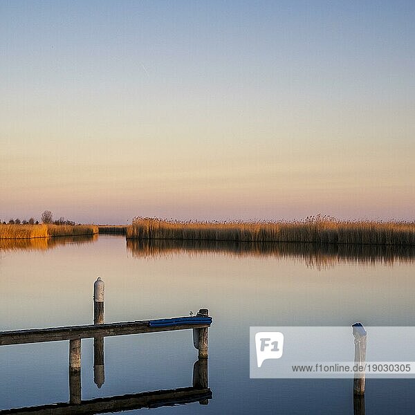 Evening twilight on Lake Neusiedl near Rust