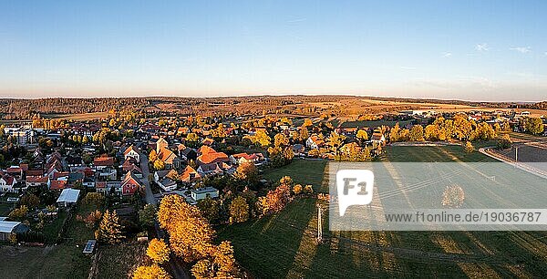 Luftbild Allrode im Harz Sonnenuntergang