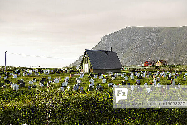Scenic view of a graveyard in Lofoten