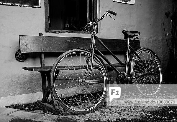 Retro style english bicycle in black and white
