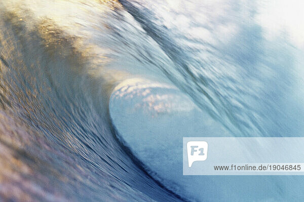 Side close-up view of a crashing wave in Santa Cruz  CA.