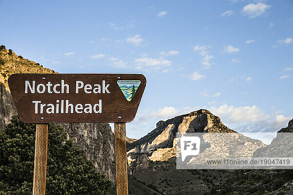 Notch Peak trial head sign.