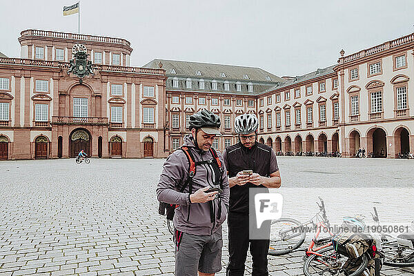 Cyclists in Mannheim Palace  Germany