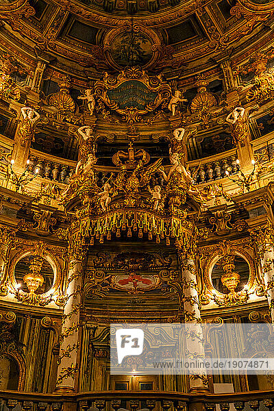 Interior of the Margravial Opera House,  UNESCO World Heritage Site,  Bayreuth,  Bavaria,  Germany,  Europe