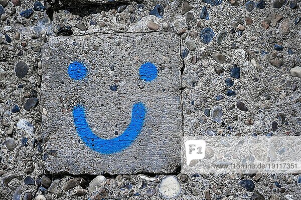 Smiley  Emoji an einer Hauswand  fröhliches Gesicht  Dänemark  Europa