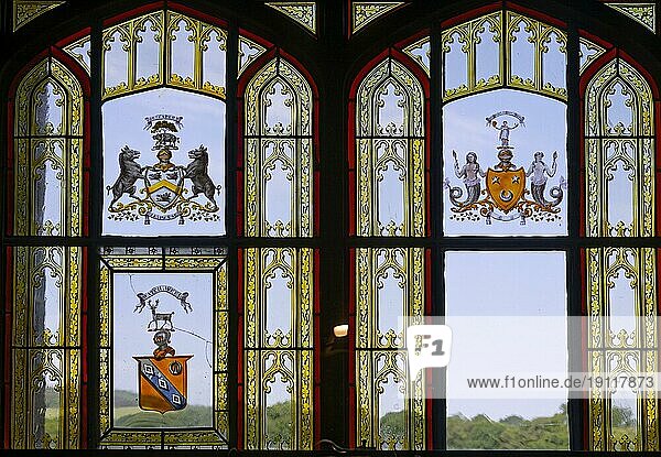 Innenansicht  Fenster  Armory  Abbotsford House  Melrose  Scotland  Großbritannien  Europa