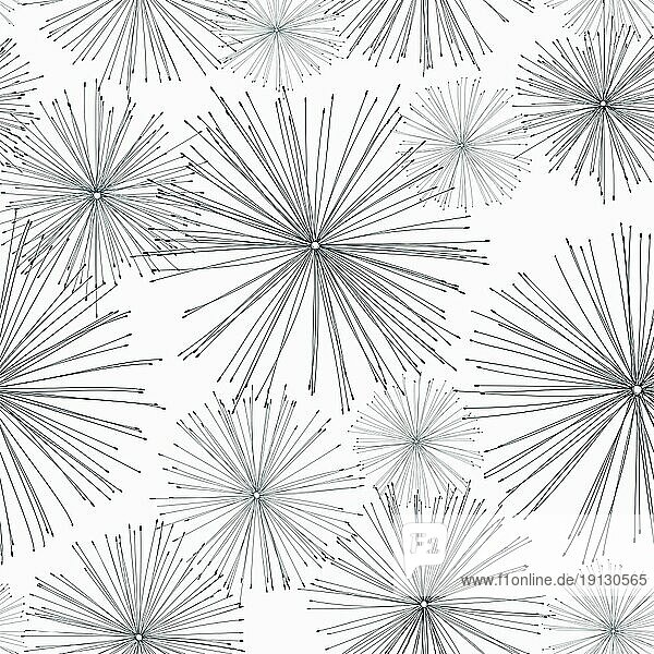 Stylized pattern of dandelions  hand drawn vector illustration