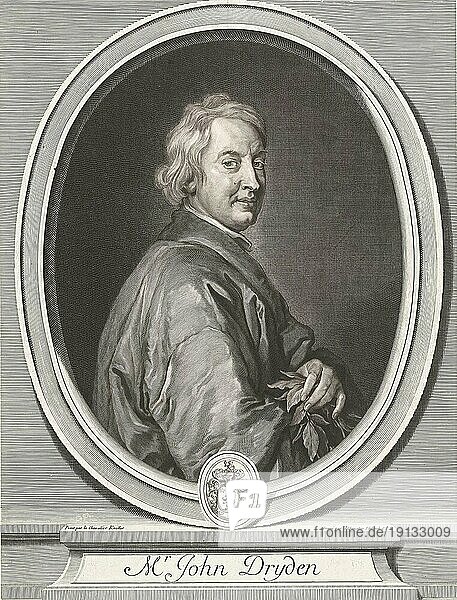 John Dryden (19. August 1631 in Aldwincle bis Mai 1700 in London) war ein einflussreicher englischer Dichter  Literaturkritiker und Dramatiker  Historisch  digital restaurierte Reproduktion von einer Vorlage aus der Vergangenheit