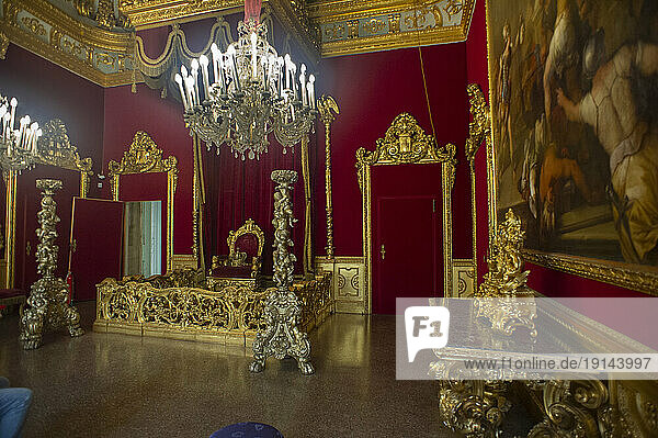 Europe. Italy  Liguria  Genoa. Royal Palace  Palazzo Reale or Palazzo Stefano Balbi UNESCO site. throne room