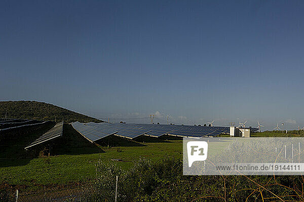 Italy  Europe. Sardinia  photovoltaic park for the generation of renewable electricity. Location Fiumesanto of Porto Torres
