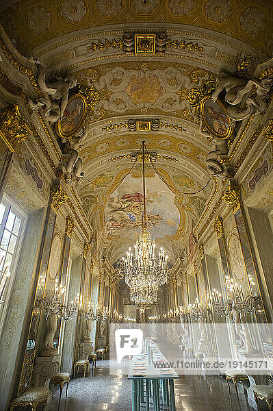 Europe. Italy  Liguria  Genoa. Royal Palace  Palazzo Reale or Palazzo Stefano Balbi UNESCO site. gallery of mirrors