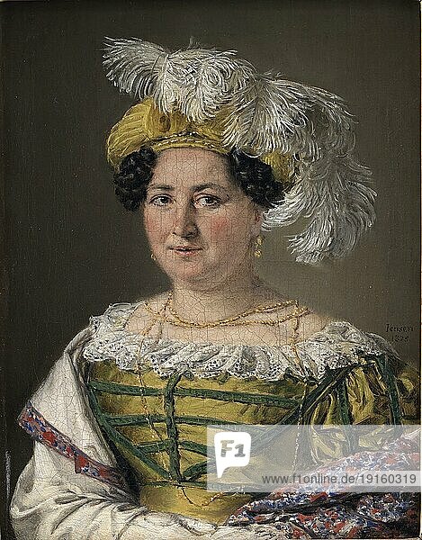 Porträt der Colonel Pauline Hagen  Oberstinde Pauline Hagen  1825  Gemälde von C.A. Jensen  Historisch  digital restaurierte Reproduktion einer Vorlage der damaligen Zeit