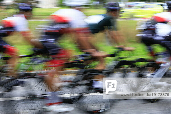 Blurred motion of racing cyclists